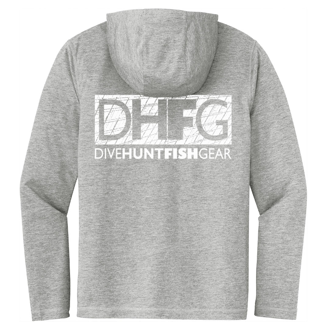 Dive Hunt Fish Distress Long Sleeve Tri-blend Hooded T-Shirt